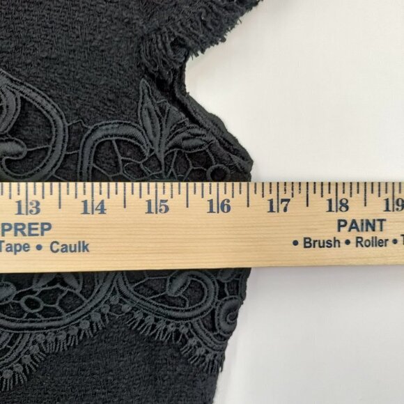 Zara Lace Round Neck Fringe Cap Sleeve  Crepe Mini Dress Medium Black - Picture 9 of 15